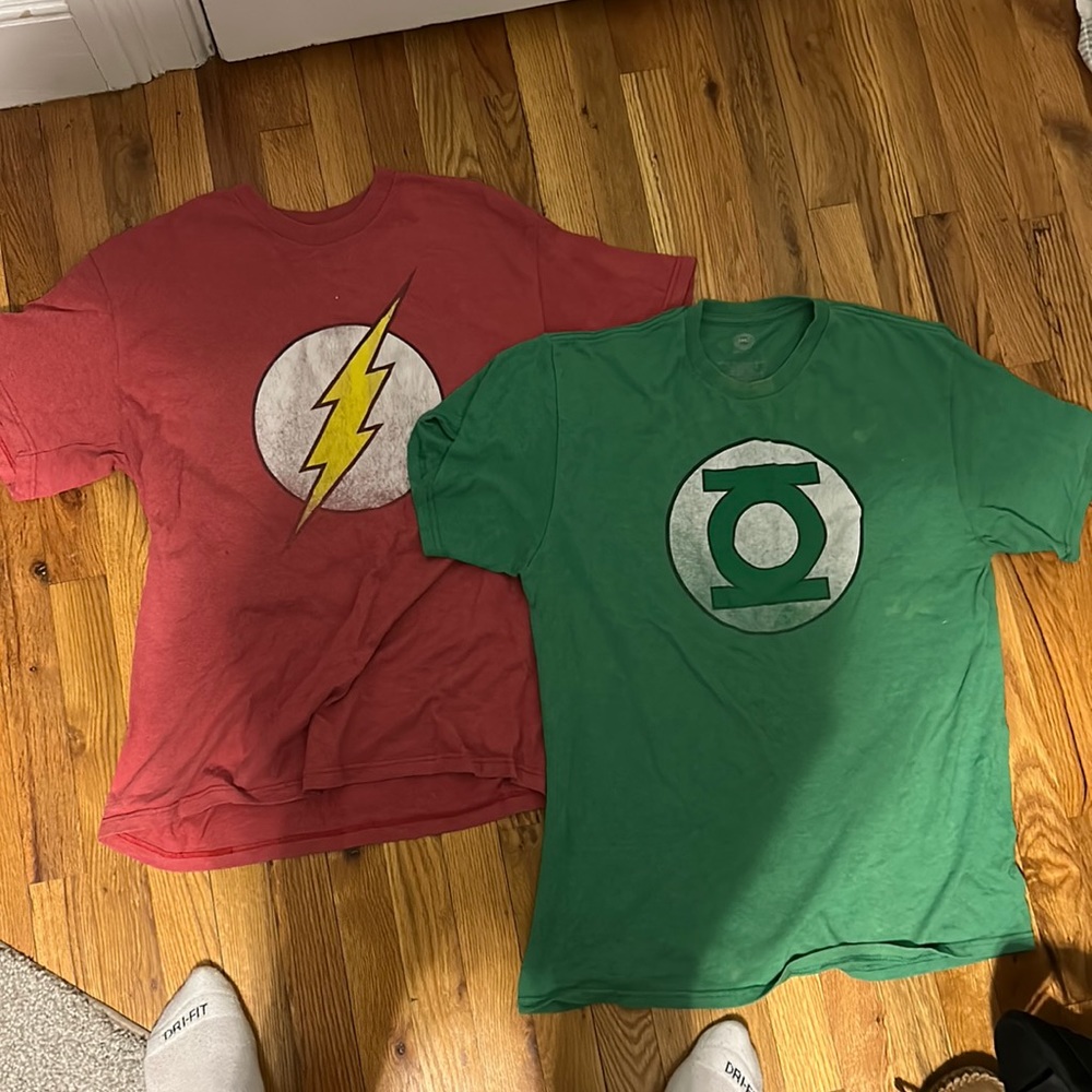 Flash and green lantern t shirts- large both
